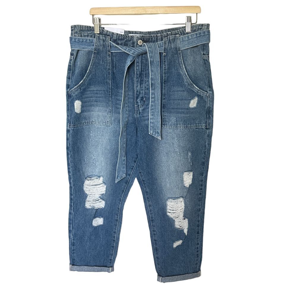 VERVET BY FLYING MONKEY Denim Tie-Waist Cropped Jeans